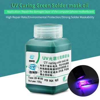100g Zaļo UV Ārstējama Lodēt Maska BGA PCB Krāsas Novērstu Kodīgas Veļas Metināšanas Kušņi Eļļa, UV Tintes Gaismjutīgās