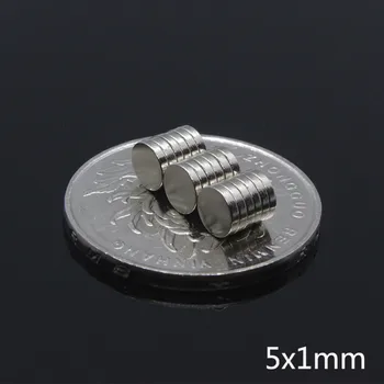 100gab 5 x 1 mm Mazas, Apaļas disks Super Spēcīgu retzemju Magnēti Dia 5mm x 1mm N35 NdFeB Mini neodīma pastāvīgo magnētu 5*1mm