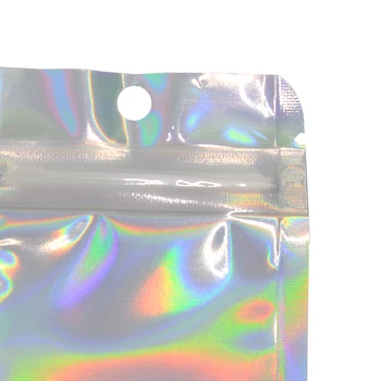 100gab Hologrāfiskā Zip Lock Maisiņos Pārredzamu Lāzera Alumīnija Folijas Dzīvoklis Ziplock Plastmasas Maisiņus, Rotaslietas Pārtikas Candy Dāvanu Kosmētikas