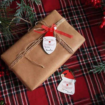 100gab Priecīgus Ziemassvētkus Tagus Santa Claus Kraft Papīra Karte, Dāvanu Label Tag Pusei par Labu Karājas Tagus Xmas Dāvanu Iesaiņojuma Mājas Dekoru