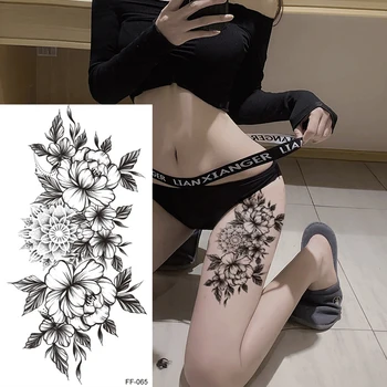 100gab Vairumtirdzniecības Cool Black Ziedu Pagaidu Tetovējumiem Mākslas Struktūra Ūdensizturīgs Sievietes Skaistuma Sexy Rozes Dizaina Flash Viltotas Uzlīmes