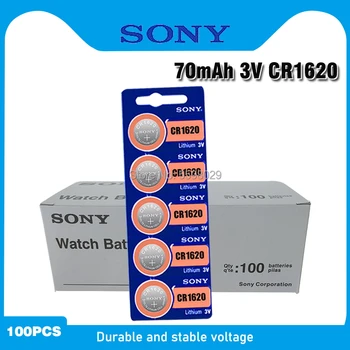 100Pcs/Daudz Oriģinālu Sony cr1620 Pogu elementu Baterijas Pulksteņu 3 V Litija Baterijas CR 1620 BR1620 Tālvadības Kalkulators