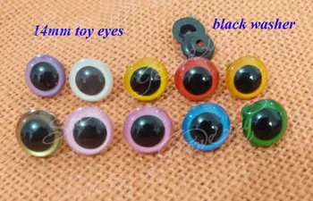 100pcs/daudz---sarkans/zils/balts/rozā/oranža----14mm plastmasas drošības rotaļlietu acis un melna krāsa mazgātājs---krāsu izvēle