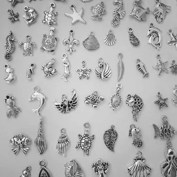 100Pcs/set Zivju Bruņurupuča Formas Accessorie Tibetas Vintage Sakausējuma Secinājumi Modes Rotaslietas, Amuleti, Lai Padarītu DIY Roku darbs