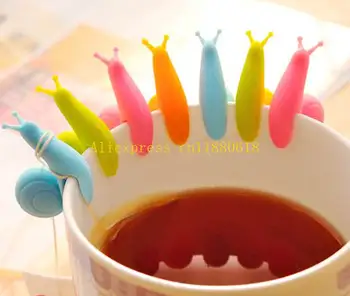 100ps/daudz Bezmaksas Piegāde Gudrs Gliemeža Formas Silikona Tējas Maisiņu Turētājs Cup Krūze Karājas Rīku Tējas Rīki Randome Krāsa