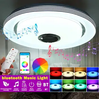 100W Mūzika Led Griestu Gaismas Lampa 110-220V RGB Flush Kārtā Mūzikas APP bluetooth Skaļruni Smart Griestu Lampa Ar Tālvadības pulti