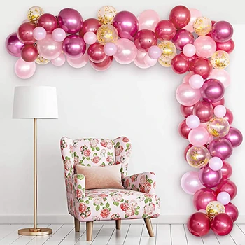 102pcs Balonu Vainags Komplekts Rožu Zelta Konfeti Ballon Ilgi, Rozā, Baltā Zelta Lateksa gaisa Baloni Pack baby dušas dzimšanas dienas svinības