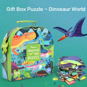 104pcs Mideer Dinozauru Puzzle Zinātnes Karikatūra Dzīvnieku Puzzle Rotaļlietas Bērnu Agrīnās Izglītības Rotaļlieta Bērniem, Spēles, Dāvanas