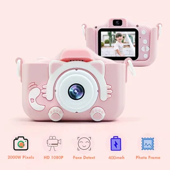 1080P 2000W Mini Cute Kids Digitālās Videokameras Video Kameras Rotaļlietas Iebūvēts Spēles Bērniem Toddler Ziemassvētku Dāvanas Dzimšanas dienā