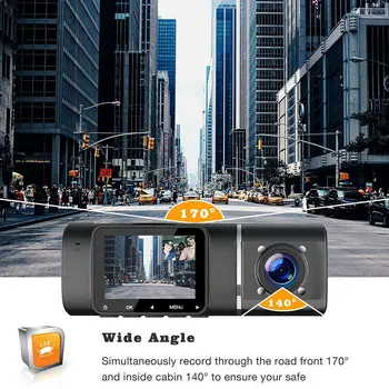 1080P HD Auto DVR Kamera Dual DashCam Priekšā+Iekšā Auto Reģistratoru Kameru, Digitālo Video Videokamera, Diktofons 310° Platleņķa
