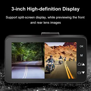 1080P HD Motociklu Dual Camera DVR Dash Cam Ūdensizturīgs Nakts Redzamības Priekšējais/Aizmugures Objektīva 3 Collu Ekrāna, Motociklu Ieraksti