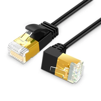 10Gbps Ethernet Kabelis RJ45 Cat7 Lan Kabeli UTP RJ45 Tīkla Kabelis Cat6 Saderīgu Patch Kabeli 90 Grādu taisnā Leņķī 0,5 m 1.8 M