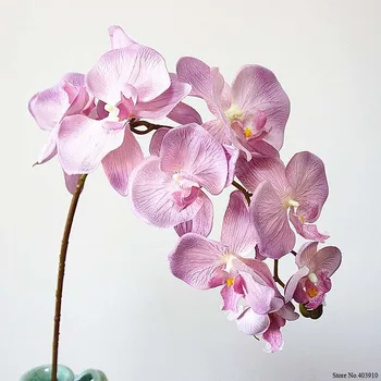10Heads liels Mākslīgā Orhideja, Ziedi Eiropas Retro stila Kožu Tauriņš Orhidejas Mājās, Kāzu svinības, Apdares viltus zīda ziedi