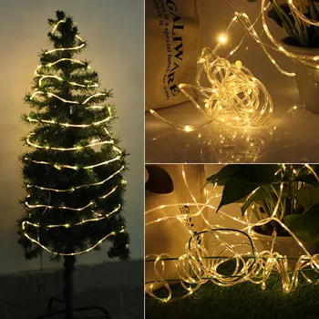 10M 30M 20M Ziemassvētku LED Cauruļu Sloksnes gaismu Ar Tālvadības Āra DIY Vara Stiepļu Trošu Pasaku String Light Dārza Koku Wrap Gaismas