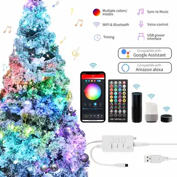 10M LED String Light ar Vara Stiepli Pasaku Gaismas Vainags RGB USB, WIFI, Bluetooth, tālvadība Mājās Ziemassvētku Kāzu Dekori