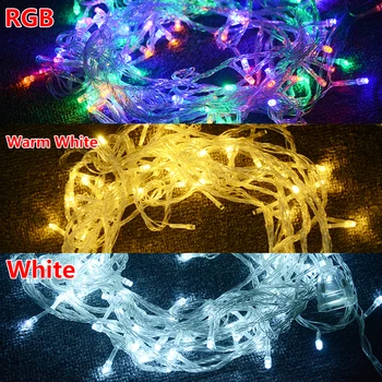 10m RGB LED Ziemassvētku String Gaismas, 100 Led, IP65 Xmas Mājas Iekštelpu Āra Dekoru Jaunais Gads LED Diožu Garaland Pasaku String Gaismas