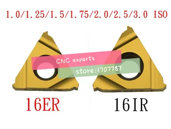 10PCS 16ER 16IR 16 ER IS 1.0/1.25/1.5/1.75/2.0/2.5/3.0 ISO,maināmas, pārvietojamas starplikas Volframa Karbīda Vītņu Virpu, Ievieto iekšējā Metriskās
