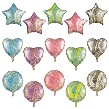 10pcs 18inch sajauc marmora baloni, zvaigzne, sirds, folija baloni, kāzas, dzimšanas dienas svinības apdare hēlija globos pentagramma gaisa bumbiņas