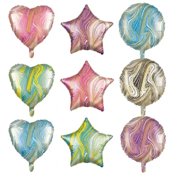 10pcs 18inch sajauc marmora baloni, zvaigzne, sirds, folija baloni, kāzas, dzimšanas dienas svinības apdare hēlija globos pentagramma gaisa bumbiņas