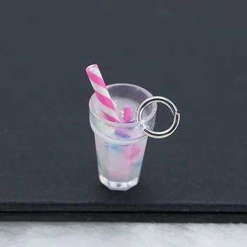 10pcs 26mm*12mm Varavīksnes Krāsas 3D Sveķu Boba Tējas Tase Piena Tējas Sippy Kausa Augļu šķēles Pudeli Diy Piekariņi, Rotaslietas Piederumu