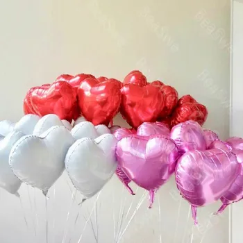 10pcs Baby Dušas 18inch rose gold hēlija folijas gaisa Balons, sirds Dzimšanas dienas svinības Apdare Piegādes kāzu Iesaistīties Tīru krāsu globos