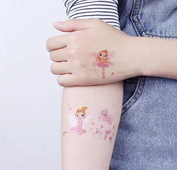 10pcs Bērni Pagaidu Tetovējumiem Cute Ziedu Pasaku Viltus Tetovējumu Uzlīmes Angel Tetovējums Ūdensizturīgs Tatto Roka Roku Mākslas Tetovējums Meitene