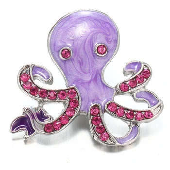 10pcs/daudz Astoņkāji Dizaina Jauktas krāsas Rhinestone 18mm snap pogas metāla snaps, lai snaps Kaklarota rotaslietas VN-2060