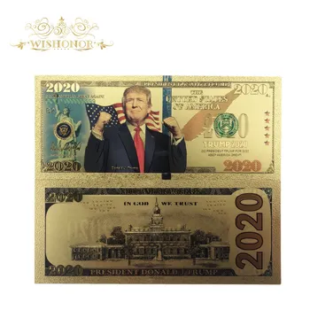 10Pcs/Daudz Jaunu Ameriku 2020. Gads Trumpis Banknošu 2020. Gadam Dolāru banknotes Banknotes 24K Zelta Pārklājumu Papīra Naudu Par Dāvanas