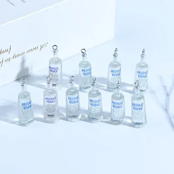 10pcs/daudz Mini Ūdens pudelēs, Mazās Pudelītes Baltā Miniatūra Skaidrs, Kuloni Sakausējuma, Gredzenu Savienotājs Akrila Piekariņi, Rotaslietas Secinājumi