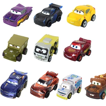 10Pcs Disney Pixar Cars 2 3 Zibens McQueen FLG72 Mini Metāla Sakausējuma Lējumiem Transportlīdzekļa Rotaļu Automašīnu Ziemassvētku Jaunā Gada Dāvanu Bērniem