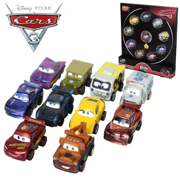 10Pcs Disney Pixar Cars 2 3 Zibens McQueen FLG72 Mini Metāla Sakausējuma Lējumiem Transportlīdzekļa Rotaļu Automašīnu Ziemassvētku Jaunā Gada Dāvanu Bērniem
