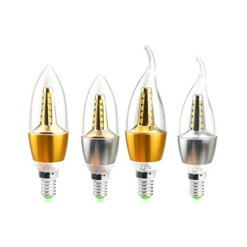 10Pcs E14 LED Spuldze Svece Gaismu 7w 9w Alumīnija LED Lampa 220V Zelta Sudraba Cool Balta/Warm White Ampoule ēsmas zivtiņu vadi Vintage Retro