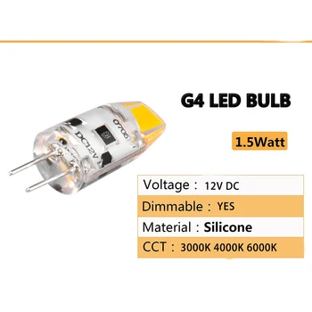 10pcs G4 LED Spuldzes 12V DC Regulējamas, COB LED Spuldzes G4 Lampadas Spuldzes 360 Stara Leņķis Nav Mirgošanas Aizstāt 10 W, 15 W Halogēna Lampas