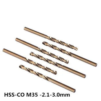 10PCS HSS-CO M35 tēraudu 2.1, 2.2, 2.3, 2.4, 2.5, 2.6, 2.7, 2.8, 2.9 3mmstraight rīkoties savukārt urbju tērauda nerūsējošā