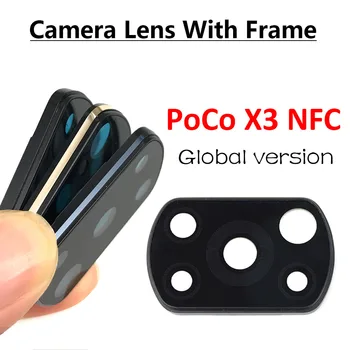 10Pcs Kameru Stikla Lēcu Atpakaļ Atpakaļskata Kamera Stikla Lēcas Ar Karkasa Loku Xiaomi Mi Poco X3 NFC Globālo Versiju, Remonta Daļas