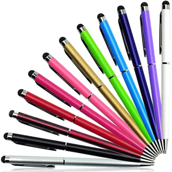 (10Pcs/Komplekts) 2 In 1 Capacitive Pildspalvu Metāla Coloful skārienekrāna Pildspalva Stylus Pildspalvas + Lodīšu Pildspalva Smart Tālrunis Ipad Planšetdatoriem