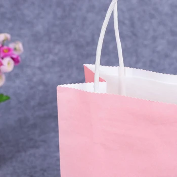 10PCS maigi rozā papīra maisiņā ar rokturi 27*21*11cm DIY Daudzfunkciju kāzas, dzimšanas dienas svinības dāvanu maisu Modes papīra maisiņi