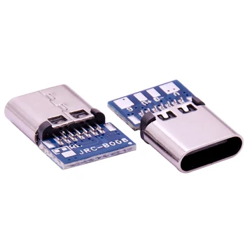 10PCS Micro USB 2.0 C Tipa Savienotājs 14 Pin Female Ligzda Traukā Ar Caurumiem PCB 180 Vertikālais Vairogs USB