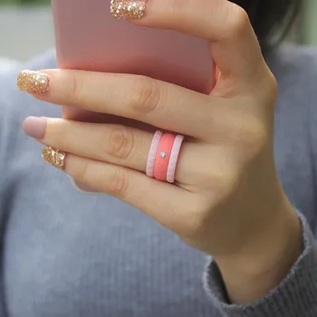 10pcs Modes Rhinestone Silikona Gredzeni Sievietēm, Kāzu Gumijas Lentes Hipoalerģiska Crossfit Elastīgu Silikona Pirkstu Gredzeni