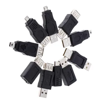 10pcs OTG 5pin F/M Mini Changer Adapteris Converter USB Sieviešu un Vīriešu Micro USB Adapteris Savienotājs Black Vairumtirdzniecība