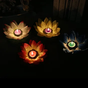 10pcs Peldošās Lotus Gaismas Baseins, Dīķis, Dārzs, Ūdens Ziedu Lampas ar sveču Lampas dzimšanas dienu, kāzu dekorēšana