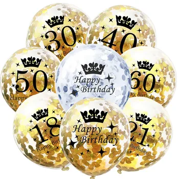 10pcs Rožu Zelta Konfeti Lateksa Baloni paillette Baloni 18 21 30 40 Happy Birthday Balonu Kāzu Dekorēšana Grupa Krājumi
