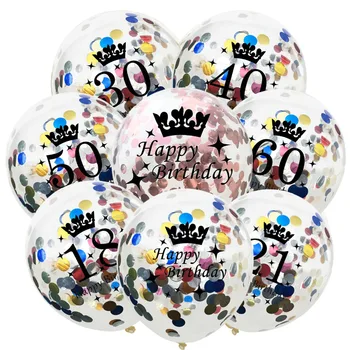 10pcs Rožu Zelta Konfeti Lateksa Baloni paillette Baloni 18 21 30 40 Happy Birthday Balonu Kāzu Dekorēšana Grupa Krājumi