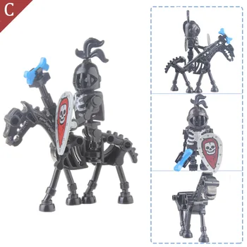 10PCS/set Viduslaikos Undead Skelets Bruņinieks Celtniecības Bloki Zirgu Rīcības Attēls Dragon Knight Bērniem Rotaļlietas Bērniem Ķieģeļu