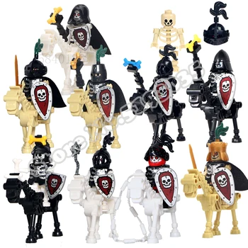 10PCS/set Viduslaikos Undead Skelets Bruņinieks Celtniecības Bloki Zirgu Rīcības Attēls Dragon Knight Bērniem Rotaļlietas Bērniem Ķieģeļu
