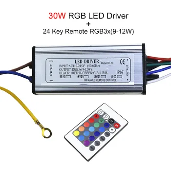 10W 20W 30W 50W RGB LED Vadītājs ar 24 Atslēgas Tālvadības pults, AC 110V, 220V Ievade, RGB COB Čipu Led Lampa Prožektors Prožektors JQ