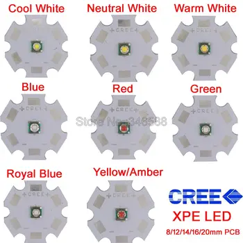 10x 3W Cree XPE XP-E Neitrāli Balta Vēsi Balta Silti Balta Sarkana Zaļa Zila Royal Zils, Dzeltens LED Emisijas Diode 8/12/14/16/20mm PCB