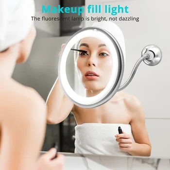 10X Palielināmo Elastīgu Make Up Spogulis LED Grims Iedomība Spogulis Dabas Gaismas Kosmētikas 360 Grādu Pagriezt Brīvi Aprīkots Spoguļi