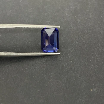 10x8mm 3.5 cts GRC Sertifikātu Lab Izveidojis Pieaudzis Emerald Cut Royal Blue Sapphire Dārgakmens Vīriešu Gredzens