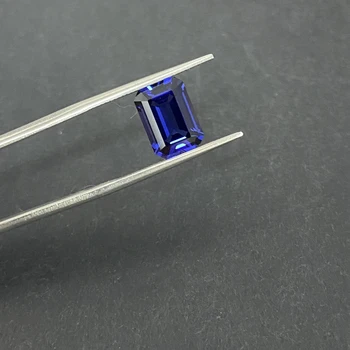 10x8mm 3.5 cts GRC Sertifikātu Lab Izveidojis Pieaudzis Emerald Cut Royal Blue Sapphire Dārgakmens Vīriešu Gredzens
